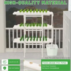 Hydroponisk vækstsysten, 3-lags design, 108 plantepladser, PVC-materiale, værktøjsfri samling