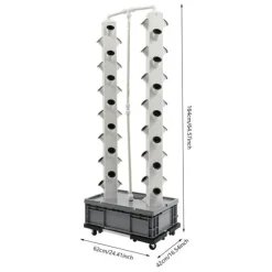 Hydroponisk Væksttårn, 56 Huller, 220V, Dimensioner 62*42*164 cm, Ledningsbaseret Strømkilde, 4 Hjul