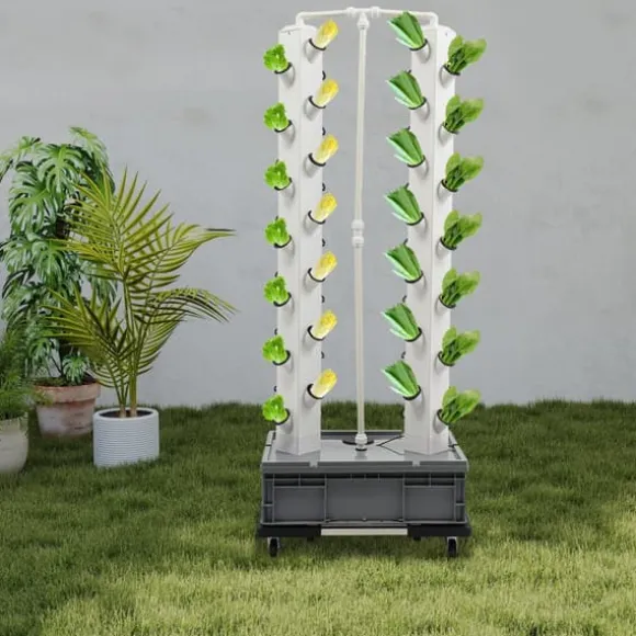 Hydroponisk Væksttårn, 56 Huller, 220V, Dimensioner 62*42*164 cm, Ledningsbaseret Strømkilde, 4 Hjul
