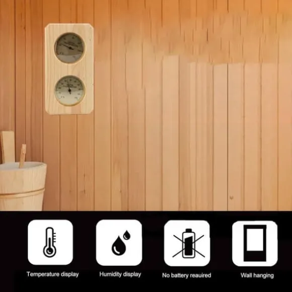 Hygrometer termometer sauna to i en, indendørs fugtighed og temperaturmåling saunarum træ sauna hygrometer, egnet til hjemmesauna