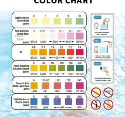 6-i-1 Pool & Spa Teststrimler, Vandtester 50-Pak - pH, Klor, Alkalinitet, Cyanursyre, Hårdhed