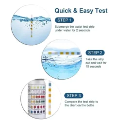 6-i-1 Pool & Spa Teststrimler, Vandtester 50-Pak - pH, Klor, Alkalinitet, Cyanursyre, Hårdhed