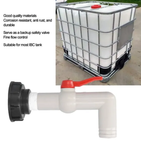 IBC Tank Hane Adapter Vandslange Tilslutning Havetilbehør 90° 32mm Hane VVS Værktøj