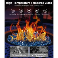 Ildglas 1/2-tommer, 10 LBS Pejsglassten, Til Bålplads, Pacific Blue Farve