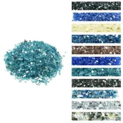 Ildglas 1/2-tommer, 10 LBS pejsglassten til bålplads, Aqua Blå Farve