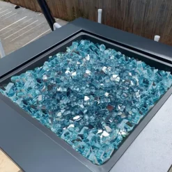 Ildglas 1/2-tommer, 10 LBS pejsglassten til bålplads, Aqua Blå Farve