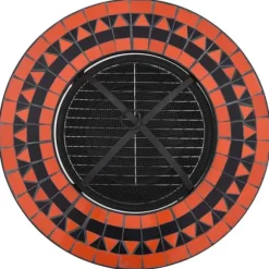 Ildsteder - Living bålfad mosaik 68 cm keramik terracottafarvet og hvid