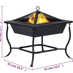 Ildsteder - Living bålfad 42x42x45 cm stål sort