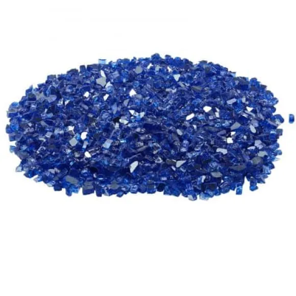 Ildstedsglas, Reflekterende Knust Glas 12,7 mm, Koboltblå, Hærdet Glas