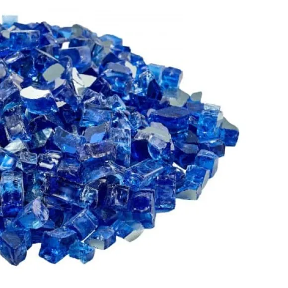 Ildstedsglas, Reflekterende Knust Glas 12,7 mm, Koboltblå, Hærdet Glas