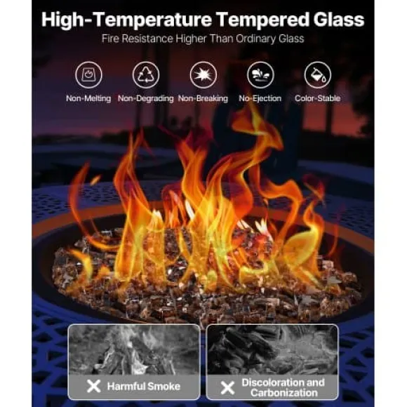 Ildstedsglas, Reflekterende Knust Hærdet Glas 12,7 mm, Kobber, Højtemperaturbestandig