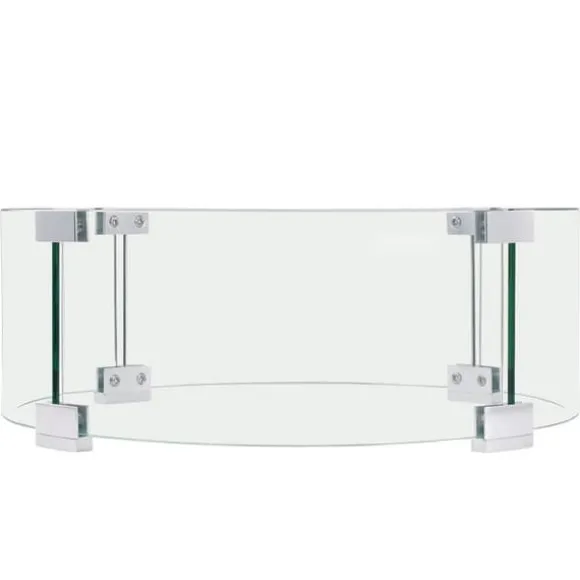 Ilægger til bålfad, 435 x 170 mm rundt glasflammeskjold, 6 mm hærdet glas til propan og gas. Perfekt til udendørs gårdhaver.