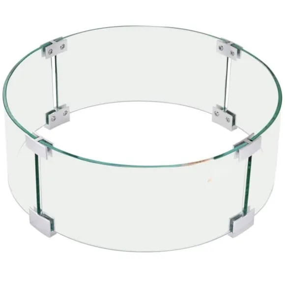 Ilægger til bålfad, 435 x 170 mm rundt glasflammeskjold, 6 mm hærdet glas til propan og gas. Perfekt til udendørs gårdhaver.
