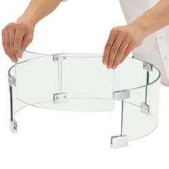 Ilægger til bålfad, 435 x 170 mm rundt glasflammeskjold, 6 mm hærdet glas til propan og gas. Perfekt til udendørs gårdhaver.