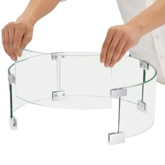 Ilægger til bålfad, 435 x 170 mm rundt glasflammeskjold, 6 mm hærdet glas til propan og gas. Perfekt til udendørs gårdhaver.