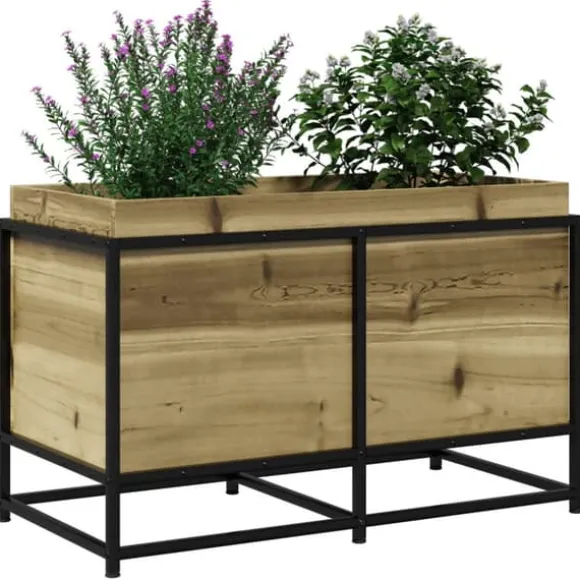 Imprægneret fyrretræs plantekasse - Dekorativ til have og altan | Størrelse: 80x40x50 cm