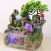 Indendørs bordfontæne - stenlandskab vandfald - Harpiks - LED-lys - 220V - Netdrevet - Tågegenerator - Feng Shui