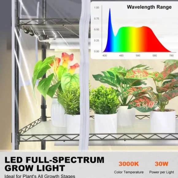 Indendørs drivhus med Grow Light 4 etager, 180W, 59,1, planteregale, optimal belysning, hurtig vækst.