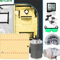 Indendørs Grow Telt, Dæmpbare LED Grow Lamper, Fuld Ventilationssystem, Flere Størrelser,60x60x120CM Kits60x60x120CM Sæt