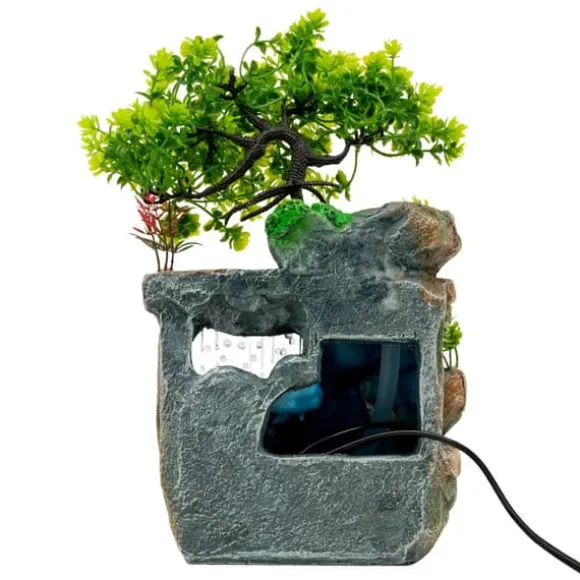 Indendørs springvand - Bordspringvand - LED-lys - Vandfald - Harpiks - 220–240 V - 18×15×30 cm - Moderne stil - Grøn