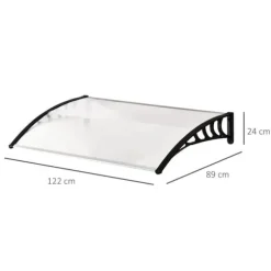 Indgangsoverdækning 89×122 cm – polycarbonat buet tag, UV-beskyttelse, hvid