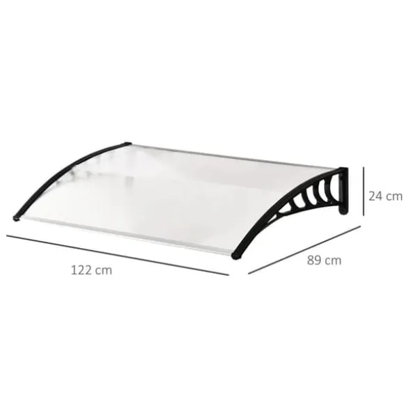Indgangsoverdækning 89×122 cm – polycarbonat buet tag, UV-beskyttelse, hvid