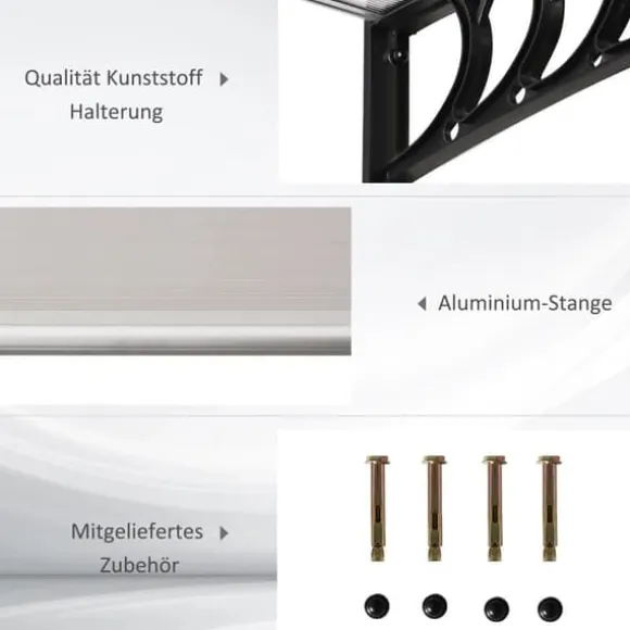 Indgangsoverdækning 89×122 cm – polycarbonat buet tag, UV-beskyttelse, hvid