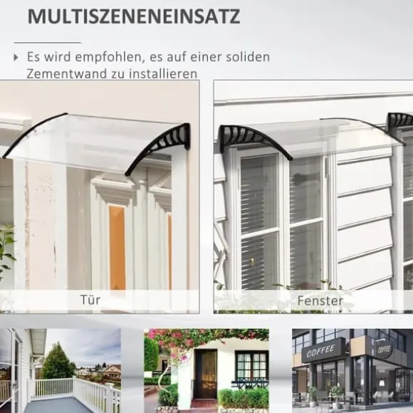Indgangsoverdækning 89×122 cm – polycarbonat buet tag, UV-beskyttelse, hvid