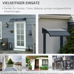Indgangstag 100×75 cm – aluminium/polycarbonat, UV-beskyttelse, sort
