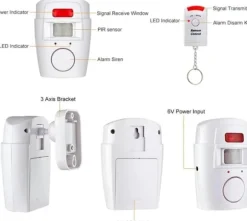 Infrarød bevægelsessensor Alarm - Tyverialarm med 2 fjernbetjeninger, 105° scanningsområde og 105dB, velegnet til hjem / garage / butikker