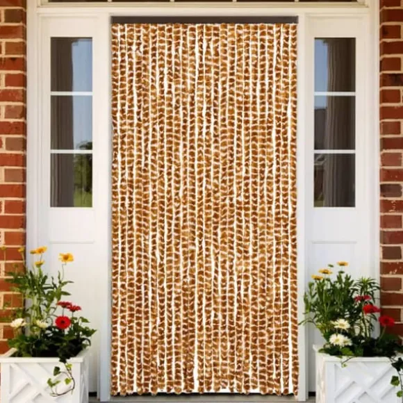 Insektgardin i chenille - Beskyt mod insekter | Størrelse: 100x220 cm | Farve: Okker og hvid