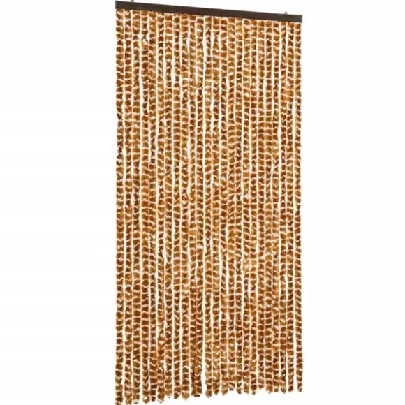 Insektgardin i chenille - Beskyt mod insekter | Størrelse: 100x220 cm | Farve: Okker og hvid