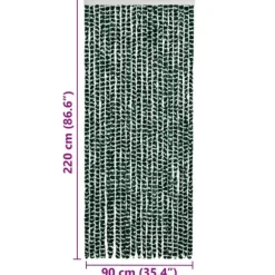 Insektgardin i chenille - Fluenet gardin | Farve: Grøn og hvid | Størrelse: 90x220 cm