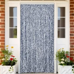 Insektgardin i chenille - Beskytter mod insekter | Farve: Blå og hvid | Størrelse: 118x200 cm