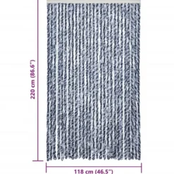 Insektgardin i chenille - Beskytter mod insekter | Farve: Blå og hvid | Størrelse: 118x200 cm