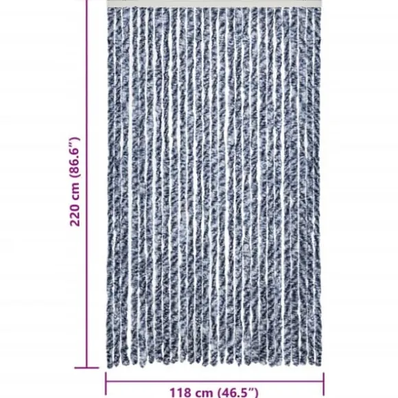 Insektgardin i chenille - Beskytter mod insekter | Farve: Blå og hvid | Størrelse: 118x200 cm