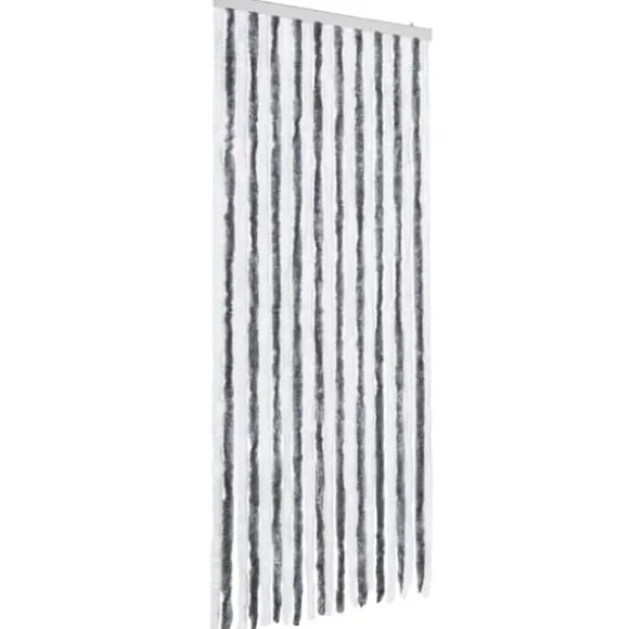 Insektgardin i chenille grå/hvid - Aftageligt og vandafvisende | Størrelse: 90x200 cm