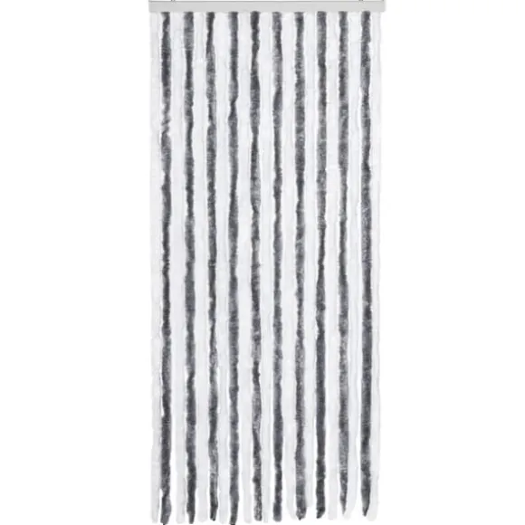 Insektgardin i chenille grå/hvid - Aftageligt og vandafvisende | Størrelse: 90x200 cm