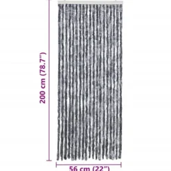 Insektgardin med chenilletråde - Myggenet til dør | Størrelse: 56x200 cm | Farve: Sølv