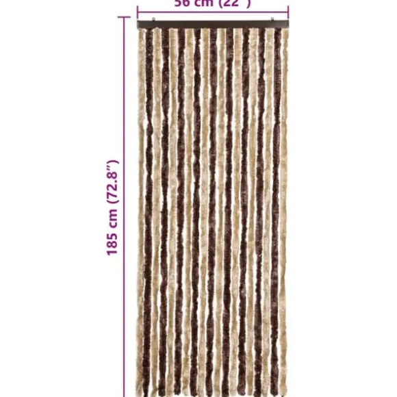 Insektgardin med chenilletråde - Ideelt til campingvogn | Farve: Beige/Lysebrun | Størrelse: 56 x 185 cm