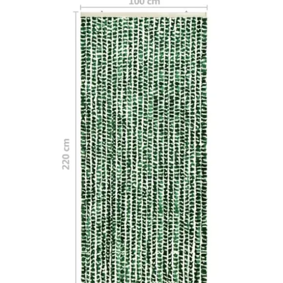 Insektgardin 100x220 cm chenille grøn og hvid - Insektgardin - Insektgardiner - Home & Living