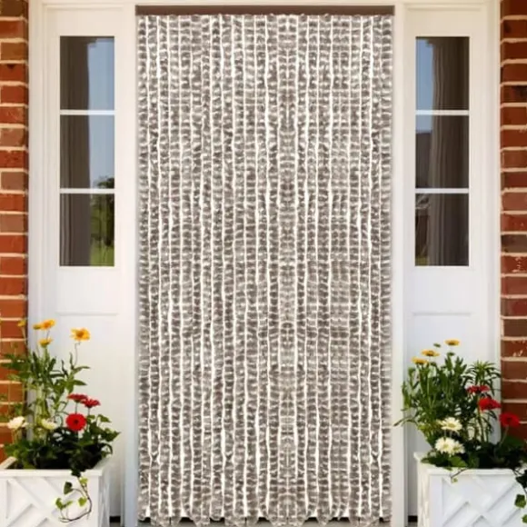 Insektgardin 100x220 cm chenille gråbrun og hvid - Insektgardin - Insektgardiner - Home & Living
