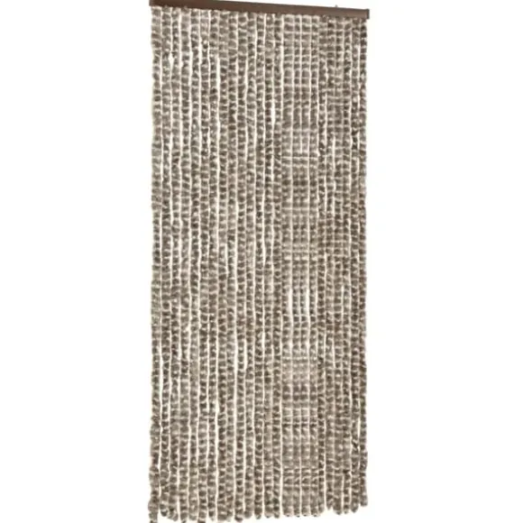 Insektgardin 100x220 cm chenille gråbrun og hvid - Insektgardin - Insektgardiner - Home & Living