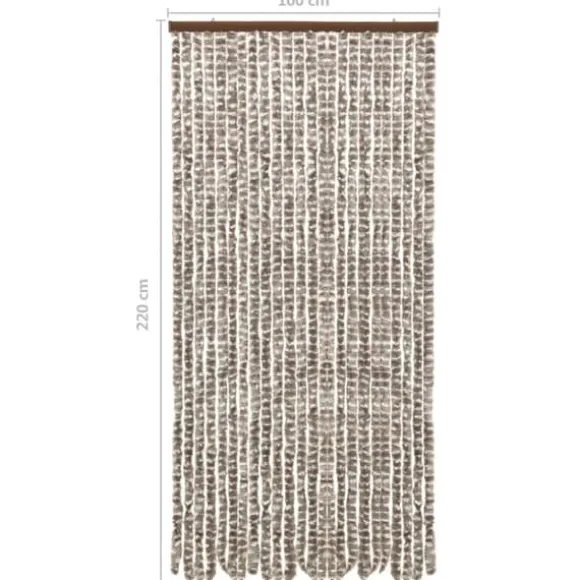 Insektgardin 100x220 cm chenille gråbrun og hvid - Insektgardin - Insektgardiner - Home & Living