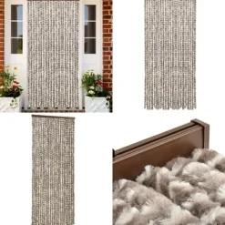 Insektgardin 90x220 cm chenille gråbrun og hvid - Insektgardin - Insektgardiner - Home & Living