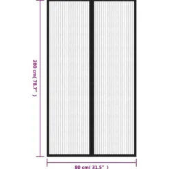 Insektnet til dør med magneter - 2 stk. | Farve: Sort | Størrelse: 200x80 cm