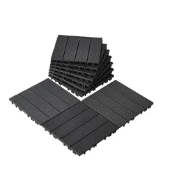 Interlocking Deck Fliser 10-Pak, 30x30 cm, Mørkegrå Plast til Terrasse, Holdbar og Vejrbestandig.