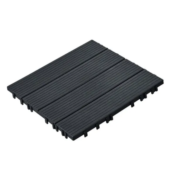 Interlocking Deck Fliser 10-Pak, 30x30 cm, Mørkegrå Plast til Terrasse, Holdbar og Vejrbestandig.
