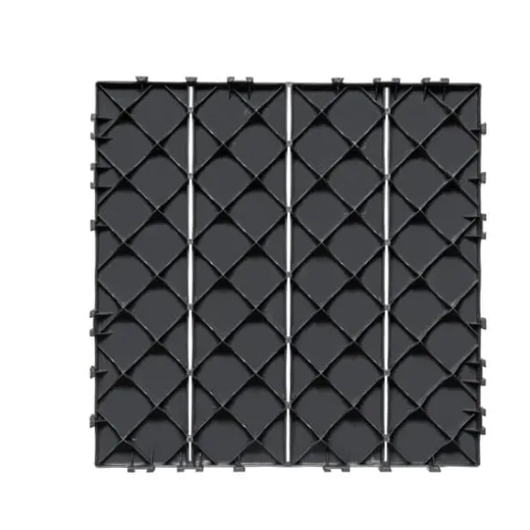 Interlocking Deck Fliser 10-Pak, 30x30 cm, Mørkegrå Plast til Terrasse, Holdbar og Vejrbestandig.