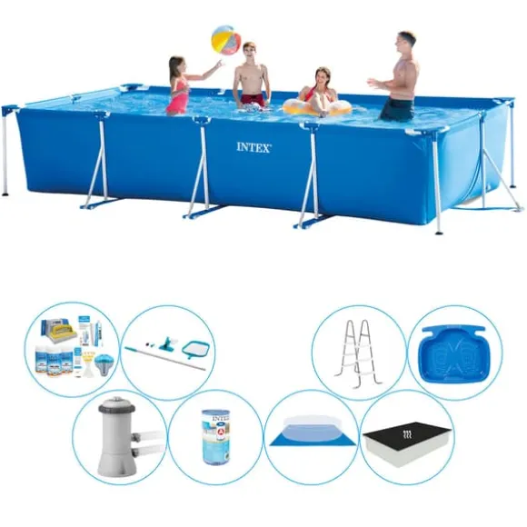 Intex Frame Pool Rektangulær 450x220x84 cm - Deluxe Pool Sæt